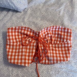 Orange and white Gingham Crop Top